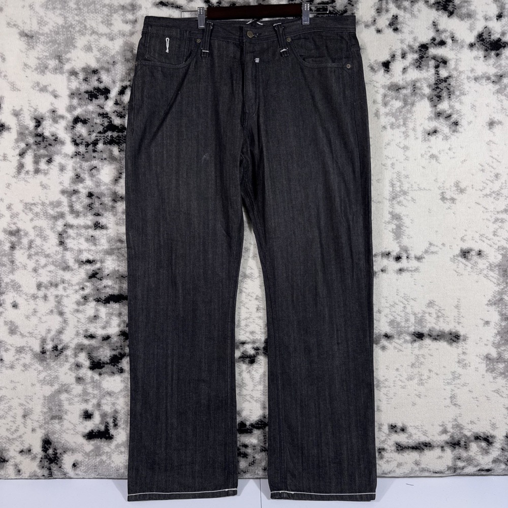 Artful Dodger Jeans Mens‎ Size 40x34 Black Straight Y2K Embroidered Lion Street